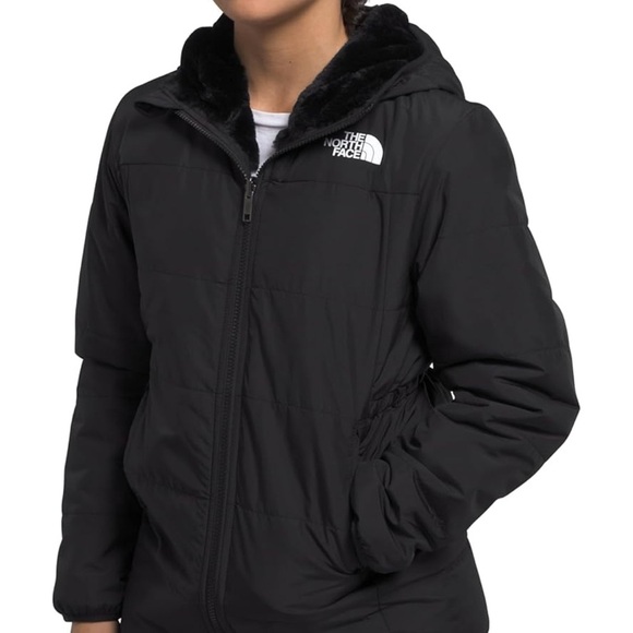 THE NORTH FACE Girls' Reversible Mossbud Swirl Parka, TNF Black Large - Picture 1 of 11